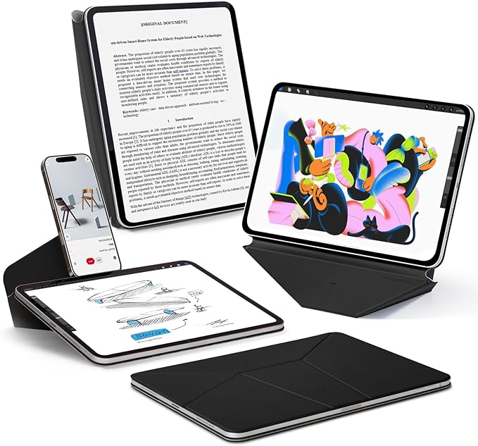 MOFT Dynamic Folio Case for iPad Pro 12.9" (6th 2022 | 5th 2021 | 4th 2020), Slim Magnetic Stand Case with 20+ Viewing Angles, Auto Wake/Sleep, Ultra Thin, Jet Black