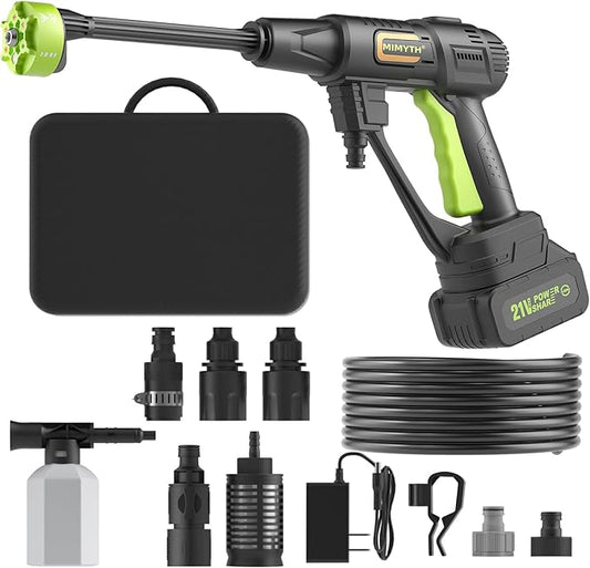 Cordless Pressure Washer Battery Powered; 990PSI Cordless Power Washer with 6-in-1 Nozzle, 23FT High-Elastic Hose, 21V Battery&Charger; Portable Handheld Pressure Washer Cleaner for Home (DH02-22)