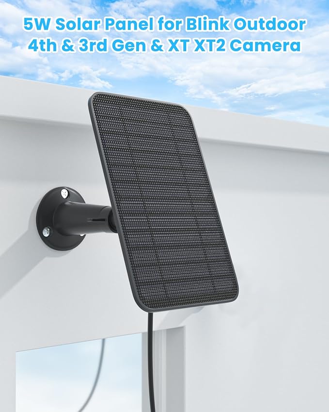 Solar Panel for Blink Outdoor 2K+/4(4th Gen)/Outdoor(3rd Gen) XT3 and XT2/XT Camera/Blink Outdoor Camera, 5W Solar Panel Charger with Mount 13.1ft Cable Rubber Plug, IP65 Waterproof, 2 Pack