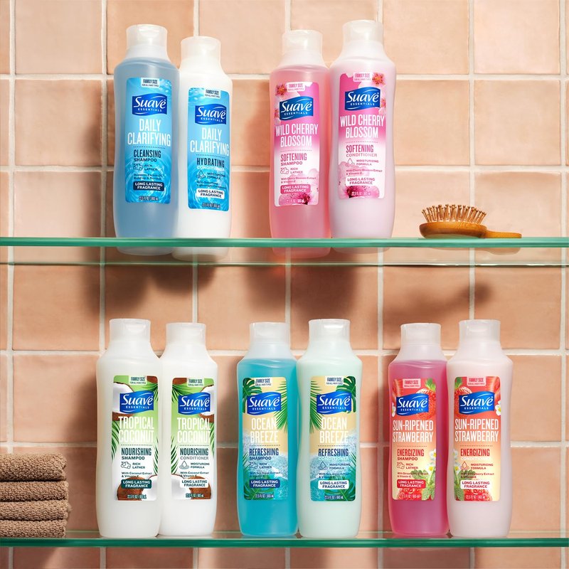 Suave Shampoo, Wild Cherry Blossom 6-Pack – Fragrant, Softening Formula with Vitamin E, 22.5 Oz Ea