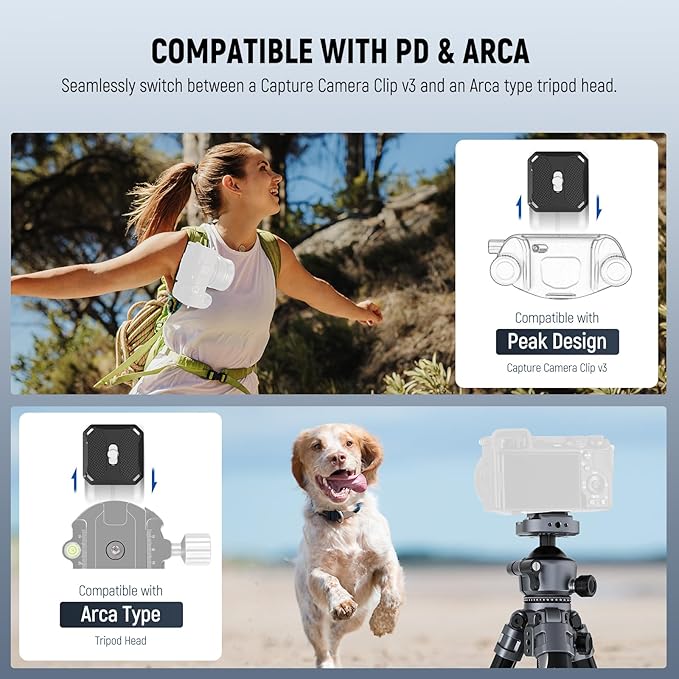 NEEWER LITETRIP LT07 61" Aluminum Travel Camera Tripod, Portable Stand with Ball Head Dual Axis Cell Phone Holder Arca QR Plate Compatible with iPhone for Video Recording, Max Load 22lb