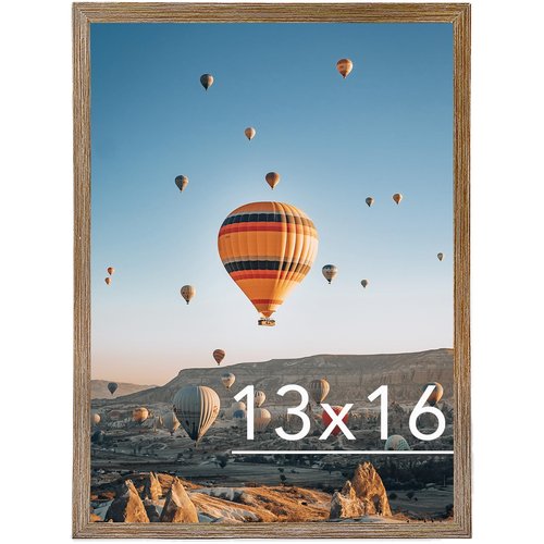 JCJMY 13x16 Picture Frame Rustic Brown for Wall Hanging, Wall Mounting Horizontally or Vertically, 13 x 16 Wall Gallery Poster Photo Frame with Shatter Resistant Plexiglass,Rustic Brown