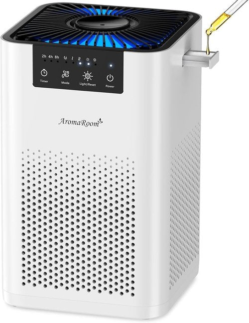 AromaRoom Air Purifier - 3-in-1 HEPA Filter for Home & Office | Quiet 360° Airflow, AP102 White