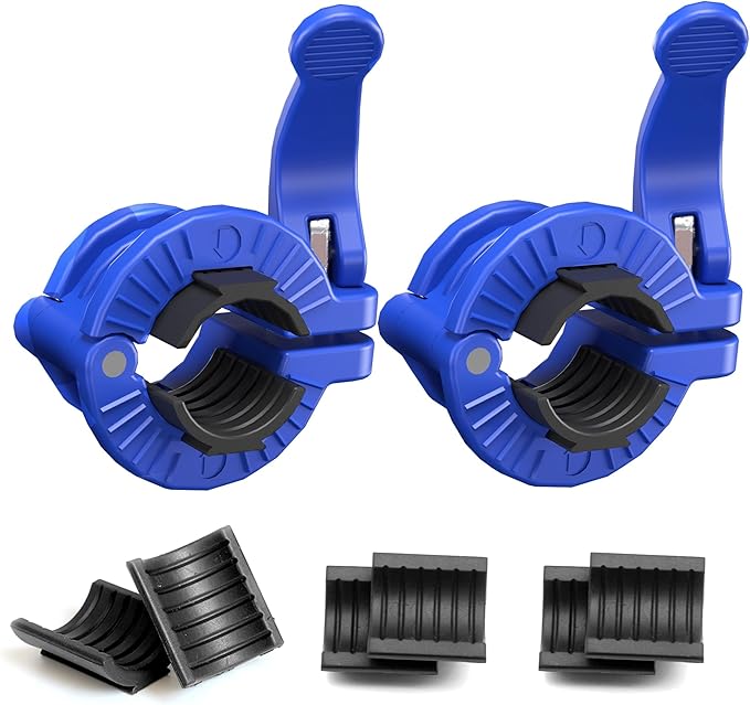 MAXRICH Barbell Clamp & Quick Release Barbell Clips - Adjustable Weight Clips for 0.9-1.18 inch Bars (Blue)