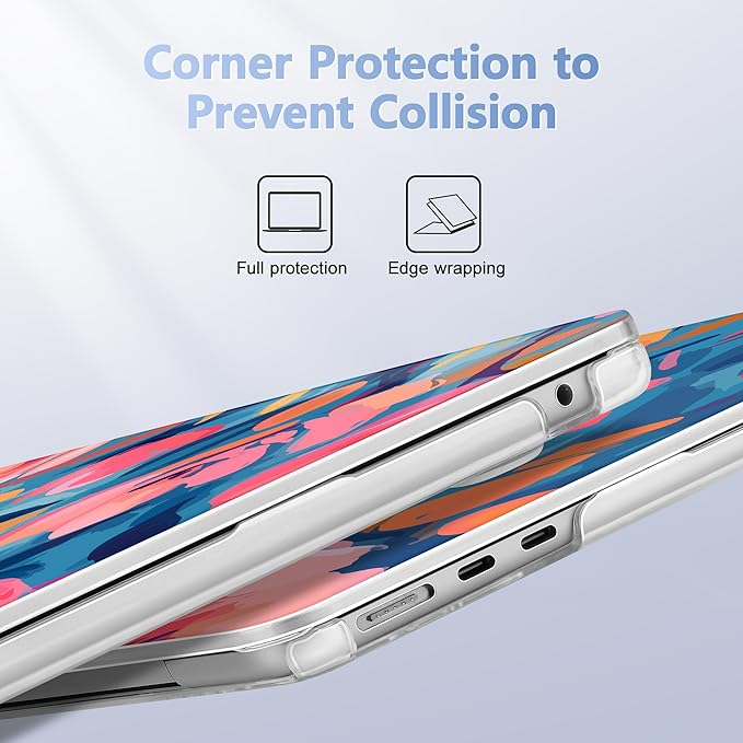 Lepeoac Case for 2026/2025/2024/2023 MacBook Air 15-inch Laptop Release M5 A3448 /M4 A3241 /M3 A3114 /M2 A2941, Stylish Protective Hard Shell Cover for MacBook Air 15.3 inch, Flowers Print