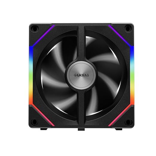 GAMDIAS ARGB Case Fan 120mm x1 & Reverse Blade x1, ARGB Motherboards Sync, Hassle-Free Cable Management with Cabless Daisy Chain Design, Quiet & 75CFM Airflow with 2400 RPM PWM RGB PC Fan, Aeolus P2