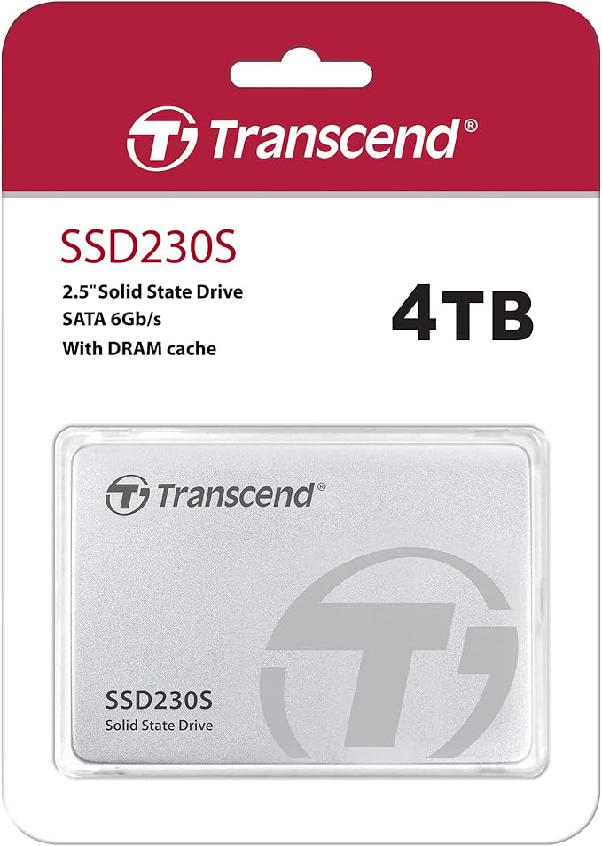 Transcend SSD230S 4TB 2.5" SATA III SSD, Up to 560MB/s, Compatible w/ PS4/Laptops/Desktops/PCs/Notebooks, Internal Solid State Drive with SLC Cache, 3D TLC NAND, LDPC ECC High-Speed SATA 6Gb/s Upgrade