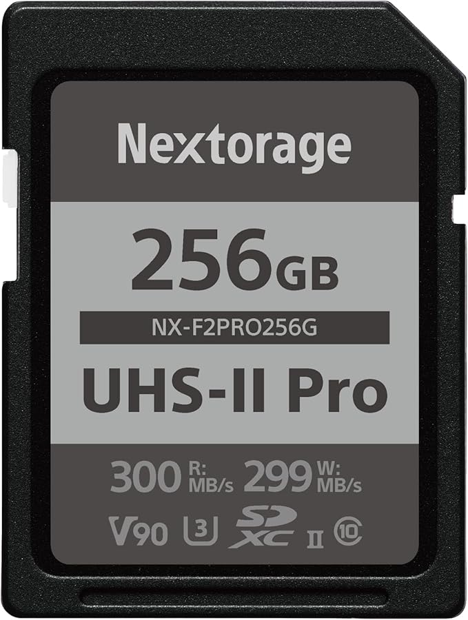 Nextorage Japan 256GB SD Card UHS-II Memory Card V90 Canon, Sony, Nikon, Fujifilm, Panasonic Camera 8K 4K High-Speed Continuous Shooting pSLC Max Read 300MB/s Max Write 299MB/s NX-F2PRO256G