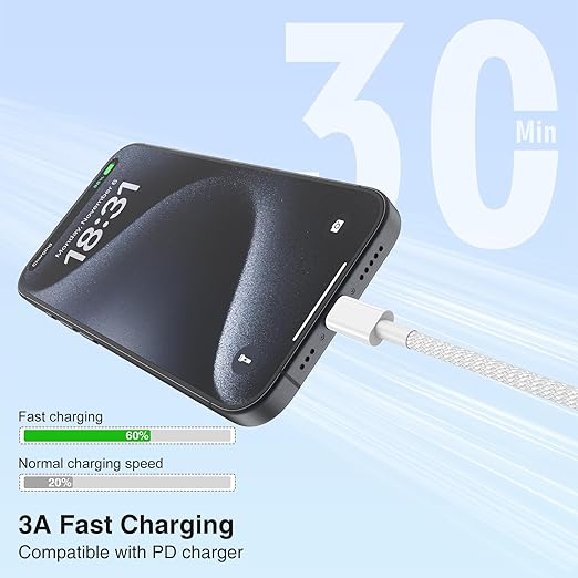 3-Pack Grey [3.3FT+6.6FT+10FT] 60W USB C to USB C Cable, Type C Fast Charging Cable for iPhone Air 17 16e 16 15 Pro Plus Pro Max，for Galaxy S25, for iPad Pro/Air/mini, for MacBook Pro/Air and More