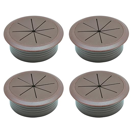 Desk Grommet 2-1/16" (53 mm), Desk Hole Cover for Cables Coffee, Cable Grommet ABS Plastic, Desk Hole Grommet for Office and Home Table Cable, Detachable & Flexible Cable Cord Organizer-4 Pcs