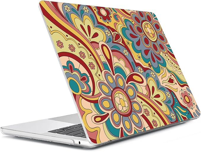 HOHAIYOO Compatible with 2026 2025-2022 MacBook Air 13 inch Case M5 A3449 M4 A3240 M3 A3113 M2 A2681, Hard Shell&Keyboard Film&Screen Film&Webcam Cover for New M5 MacBook Air 13.6 inch, Curved Doodle