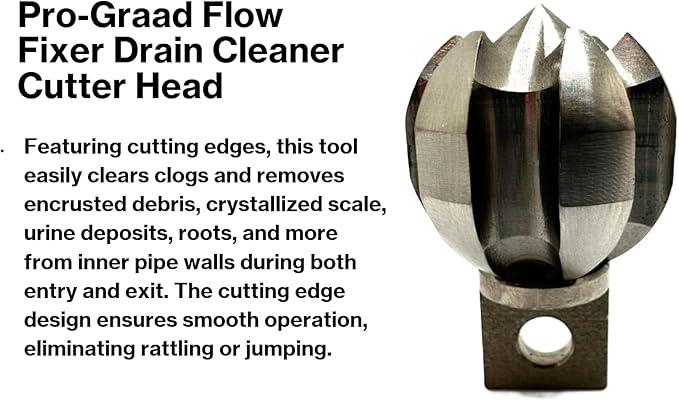 2” Flow Fixer Drain Cleaner Plumbing Snake Cutter Head for 2-1/2" - 3" Pipes, Clears & Scrapes Pipe Inner Walls, Fits 5/8” & 3/4" Cables, for Commercial & Residential Use