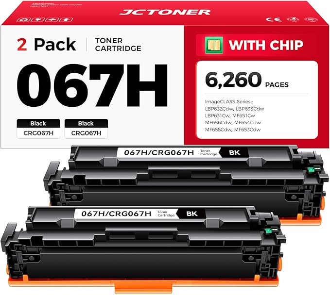 JCTONER 067H 067 Toner Cartridge Set (Black,2-Pack)