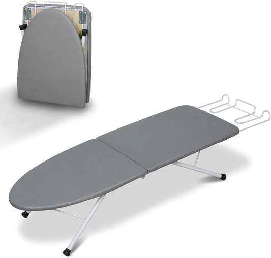 ZOES HOMEWARE Portable Ironing Board - Foldable Tabletop Design with Heat Resistant Cover | 31.5"x11.8"x7", Grey