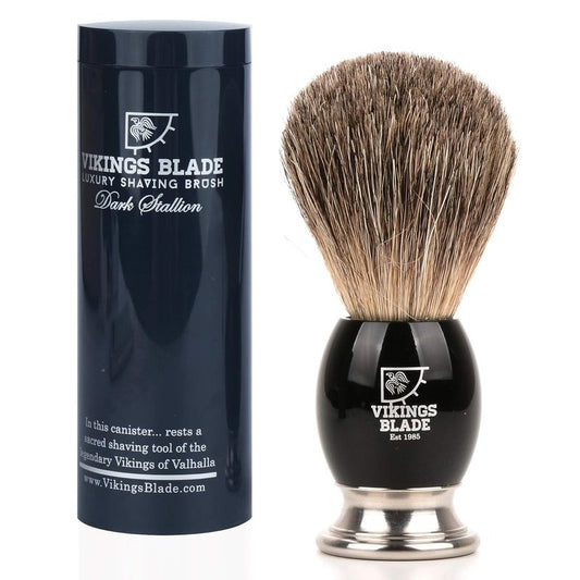 VIKINGS BLADE Luxury Shaving Brush for Men - Ultra Heavy Acrylic & 316L Steel Handle | Dark Stallion Color, Super Strong Knot