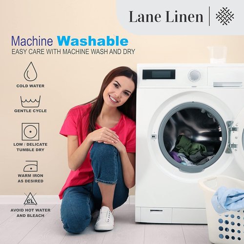 **LANE LINEN Twin Size Blanket - 100% Cotton, Cozy & Soft 350 GSM for All Seasons | Oeko-TEX Certified Light Blue (68"x90")**