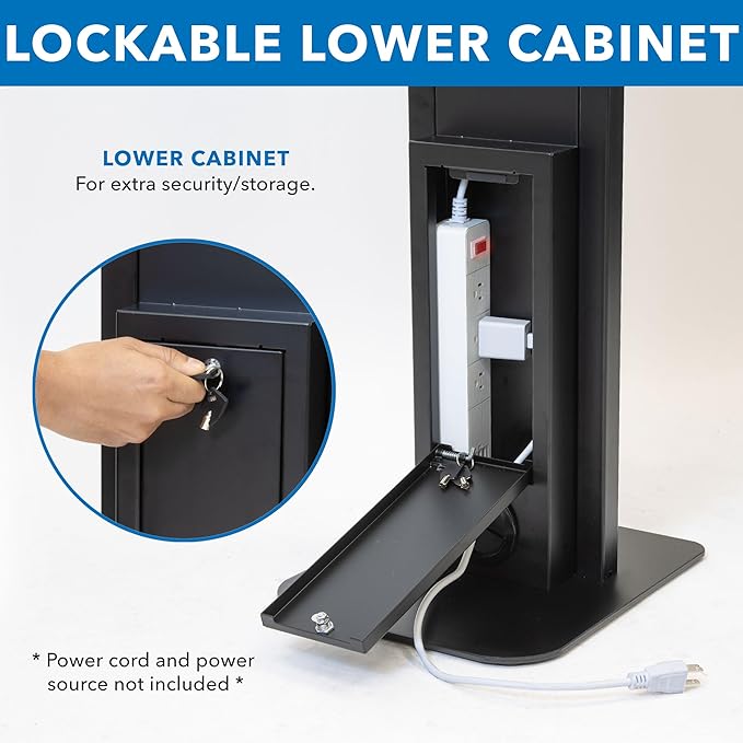 Mount-It! Anti-Theft iPad Floor Stand Kiosk, Locking Tablet Floor Stand for iPad Gen 7–11 & A16, Air & Pro (10.2"–11"), Commercial Kiosk for Retail, Lobby & Trade Show, Black