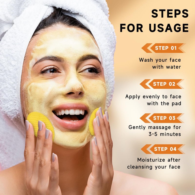 Pumkot Turmeric Kojic Acid Cleansing Pads, Turmeric Face Scrub Pads Enriched with Kojic Acid, 80PCS