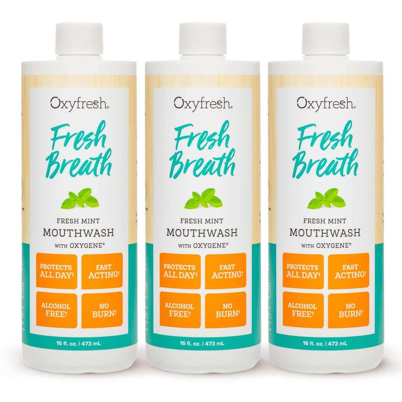 Oxyfresh Fresh Mint Flavored Mouthwash for Adults, Fresh Breath & Bad Breath Treatment – Dentist Recommended for Long - Lasting Fresher & Healthy Gums - Alcohol & Fluoride Free - 16 Fl Oz (Pack of 3)