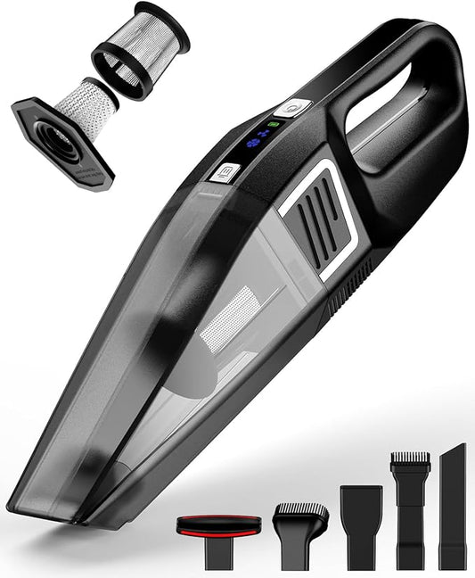 Evekas Handheld Vacuum Cordless, 9000PA Strong Suction, 2 Suction Modes, Fast Type-C Charging, Lightweight, Portable Car Vacuum Cleaner for Home Pet Office.
