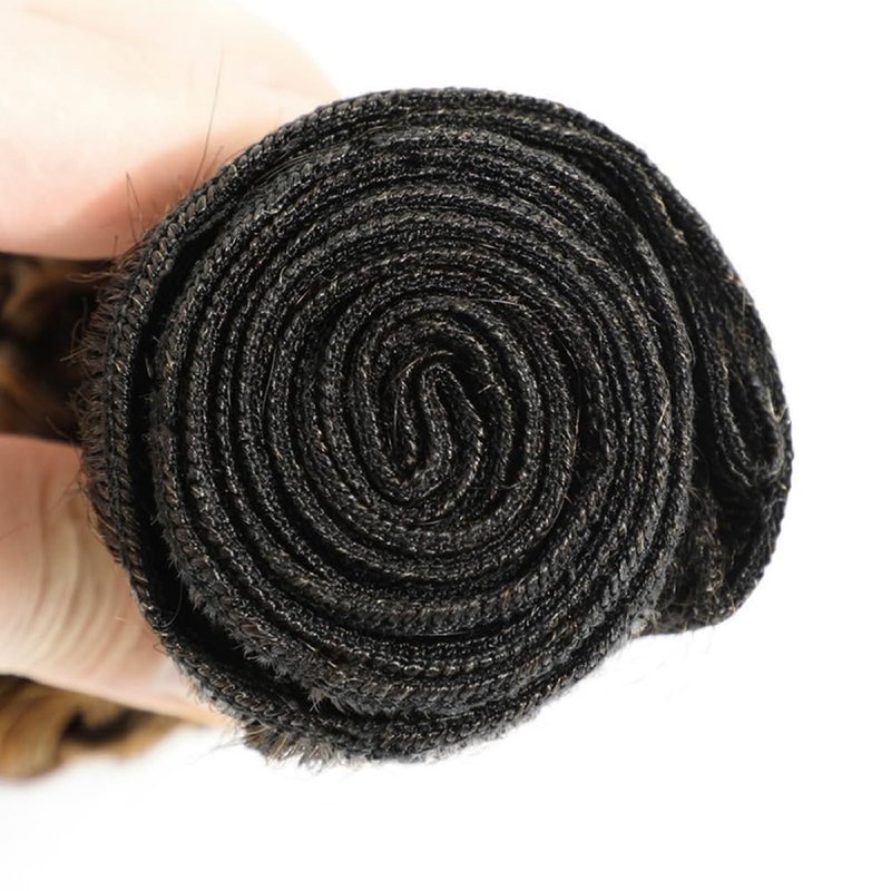 Leruikair Human Hair Bundles 14 16 18 Inch Jerry Curly Wave Human Hair Bundles Omber Chocolate Brown T1B/30 Unprocessed Brazilian Soft Quick Weave Hair for Black Women