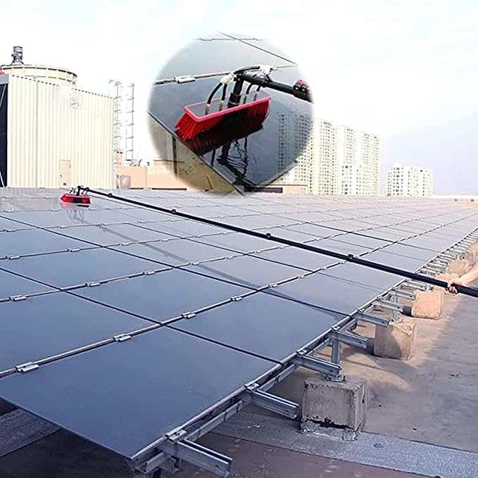 Water Fed Pole Kit,Solar Panel Cleaning Equipment,Window Cleaning Water Fed Poles Roof Cleaning Tools solar panel cleaning brush 35m brush head easy to install Steel buckle fastening,3.6m/12FT