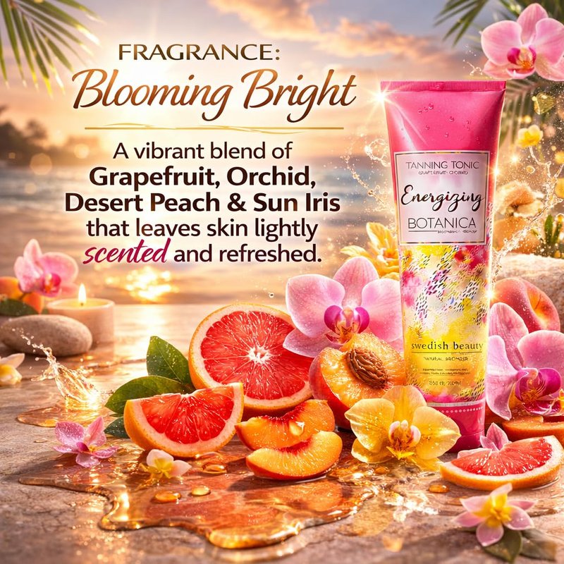 Swedish Beauty ENERGIZING Botanica Natural Bronzer (8.5 ounces) Tanning Bed Lotion, Grapefruit and Orchid Blend