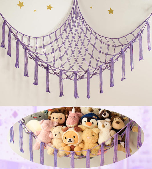 Mirolam Stuffed Animal Storage Hammock - Large Corner Toy Organizer Net for Baby Nursery Decor
