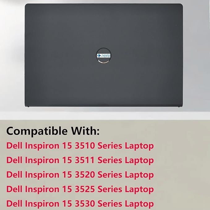 Jxjslp Replacement LCD Back Cover Rear Top Case Lid for DELL Inspiron 15 3510 3511 3515 3520 3525 Series Laptop,New Dell inspiron 15 3510 3511 3515 LCD Back Cover,00WPN8 0WPN8 AP3LE000901,Black