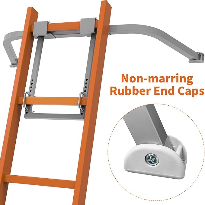 Ladder Stabilizer for Gutter Cleaning Tools and Wall,Heavy Duty Roof Ladder Hooks Steel Extension Ladder stabilizer with Ladder Accessory,Ladder Standoff with Anti-Slip Rubber Feet (Silver Gray)