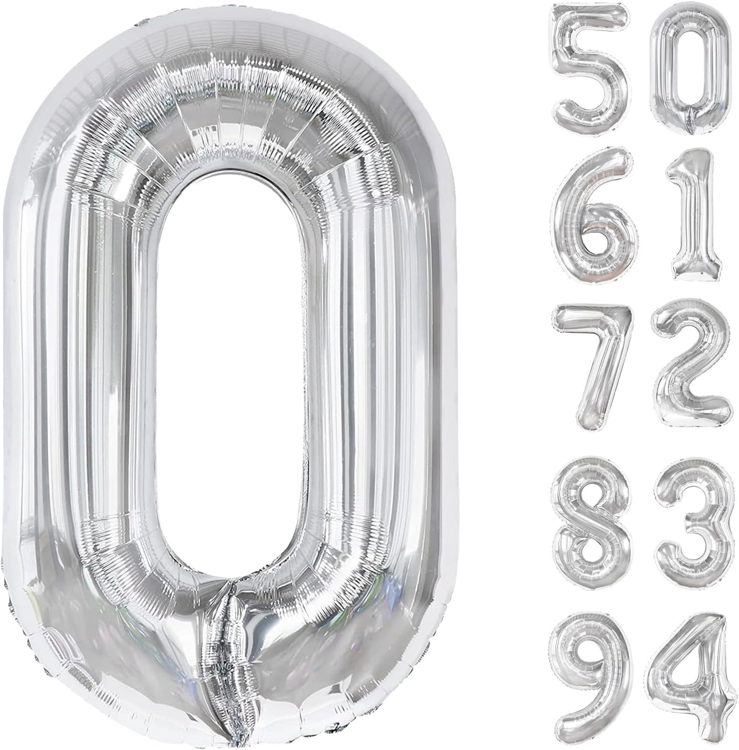 Silver Number Balloon | 40-Inch 0 Balloon - Perfect for Birthday Decorations & Celebrations