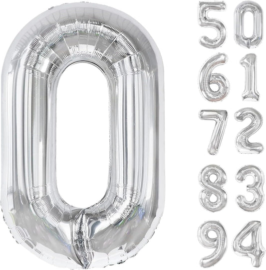 Silver Number Balloon | 40-Inch 0 Balloon - Perfect for Birthday Decorations & Celebrations