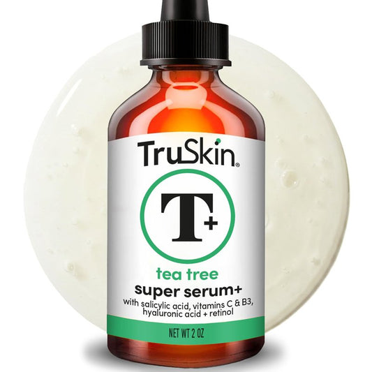 TruSkin Tea Tree Oil Acne Treatment Serum for Face - Salicylic Acid, Niacinamide, Vitamin C & Retinol - Clarifying Super Facial Serum for Acne-Prone Skin & Pores, 2 Oz