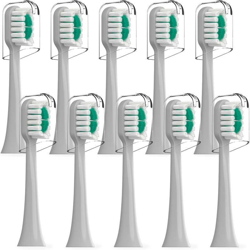 Replacement Brush Heads for AquaSonic Icon Electric Toothbrush - 10 Pack | Stone Color