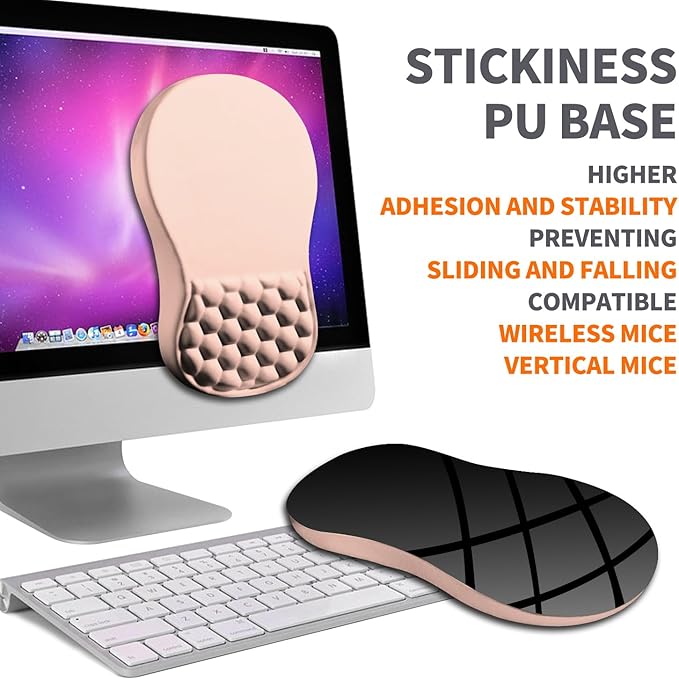 Armanza Ergonomic Joint Wrist Support Mouse Pad with Memory Foam Cushion Massage Bump, Carpal Tunnel Pain Relief Mousepad Slope Design for Wrist Rest, 11.8x7.9 in, Rose Pink