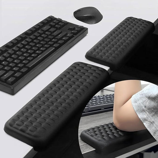 Arm Rest for Desk, L-Shaped Memory Foam Elbow Pads with Anti-Slip Base, Computer Desk Arm Rest Support Cushion, Arm Wrist Elbow Extender Protector for Home Office Gaming-2 PCs（Black）