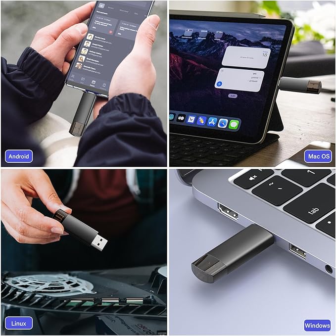 JOIOT 32GB USB C Flash Drive Dual USB 3.0 Flash Drive Type C + USB A Portable Type-C Flash Drive 2-in-1 USB-C Thumb Drive for Smartphone Tablet Computer Mac iPhone 15 Black(2 Pack)