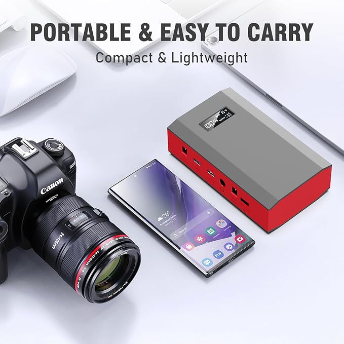 Solar Power Bank with AC Outlet 110V 65W, 100W USB C Power Bank Fast Charging Battery Pack with 30W solar charger Panel Foldable for Laptop Smart Device Outdoor Hiking fishing Power Outage Backup