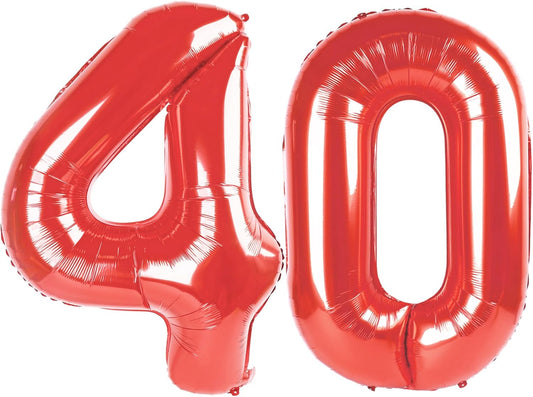 Red Number 40 Balloon - 40-Inch Birthday Decoration for 40th Party | Perfect for Boys & Girls