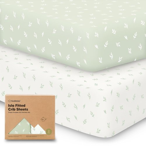 KeaBabies Baby Crib Sheets - Soft & Cozy Viscose Bamboo Fitted Mattress Covers | 2-Pack 52x28 (Herb)