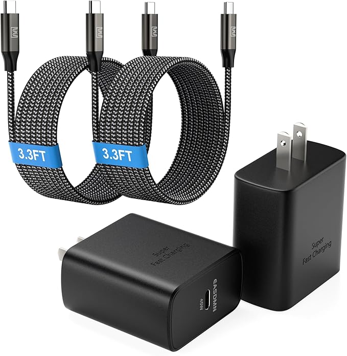 25W Super Fast Charger Type C, [2 Pack] USB-C Charger PD/PPS Wall Charging Block for Samsung Galaxy S26 Ultra/S25 Ultra/S25+/S25/S24/S23 Ultra/S23+/S22 Ultra/S22+/S20 Ultra,Tab S8(with 2X 3.3ft Cable)