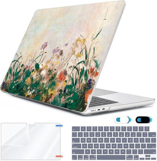 HOHAIYOO Compatible with MacBook Air 13.6 inch Case 2026 2025 2024-2022 Release M5 A3449 M4 A3240 M3 A3113 M2 A2681 with Touch ID, Hard Shell Case&Keyboard Cover&Screen Film&Webcam Cover, Oil Painting