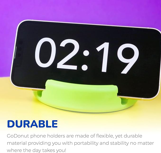 GoDonut Original – Smartphone and Tablet Stand – Compatible with Devices UP to 0.5" Thick Including Protective Cases - for use at Work, at Home, Travel and on-the-go - Lime Green