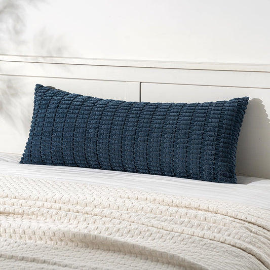 MIULEE Blue Long Body Lumbar Throw Pillow Cover - Soft Boho Decor for Couch & Sofa | 14x36 Inch