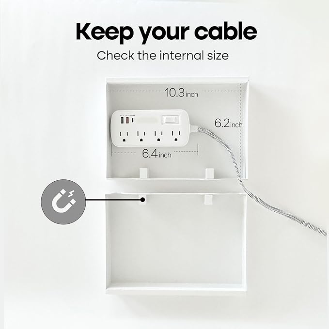TastePick Book Shape Decorative Cable Management Box - Expandable Cable Organizer Box with Magnetic Closure for Home & Office (LoveFinds, Standard)