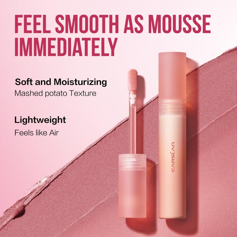 CARSLAN Velvet Matte Lipstick, High Pigment Lip Mud, Longwear, Lightweight, Smooth, Moisturizing Lipstick with Vitamin E, Hyaluronic Acid, GM03