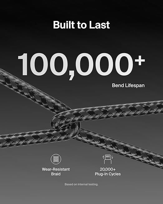 Belkin USB C to USB C Cable, 9.9ft, 60W - Type C Charger, iPhone Charger Cord, Soft, Braided, Flexible for iPhone 17, Galaxy S25, Pixel 10, Airpods, iPad Pro, Tablet & More, Travel Essentials - Black