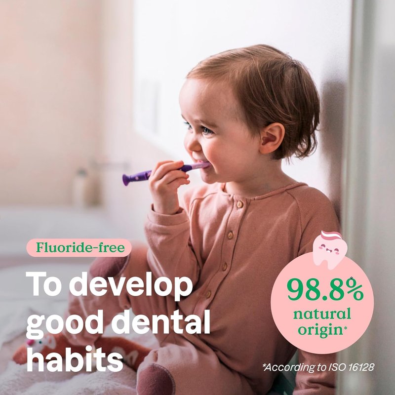 Fluoride-Free Training Toothpaste for Kids - Natural Vegan Strawberry Flavor | 2.6 Oz (Pack of 6)
