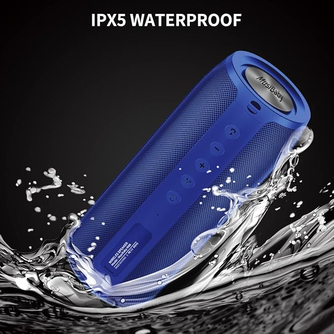 Musibaby Bluetooth Speaker, M88 Speakers,Dual Pairing, Bluetooth 5.3,Loud Stereo Sound,Booming Bass,30H Playtime for Home& Outdoor Party,Beach,Portable Speaker,Gifts(Blue)