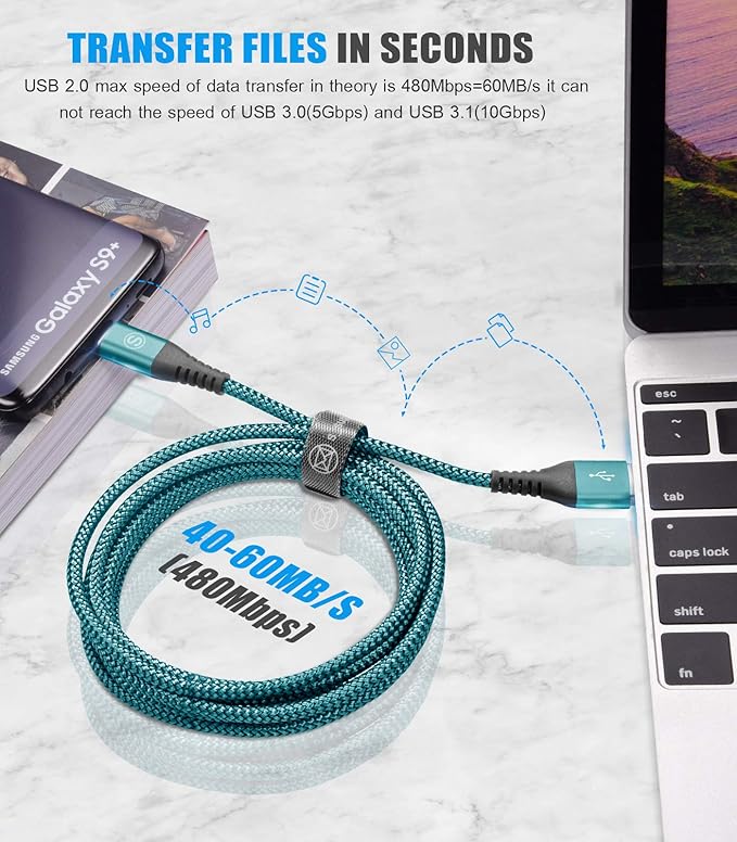 sweguard USB Type C Charger Cable [3-Pack,10ft+6.6ft+3.3ft] iPhone 16 Charger Nylon Braided Cord for iPhone 16 15 Pro Max Plus Samsung Galaxy S24 S23 S22 S21 S20 S10 Note 20 10 A54 Pixel LG Moto PS5